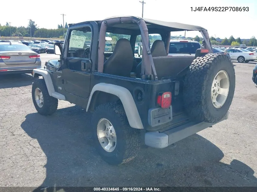 2002 Jeep Wrangler Sport VIN: 1J4FA49S22P708693 Lot: 40334645