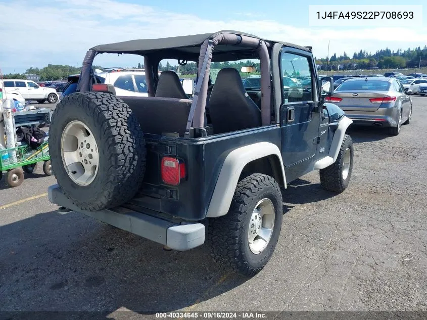 2002 Jeep Wrangler Sport VIN: 1J4FA49S22P708693 Lot: 40334645