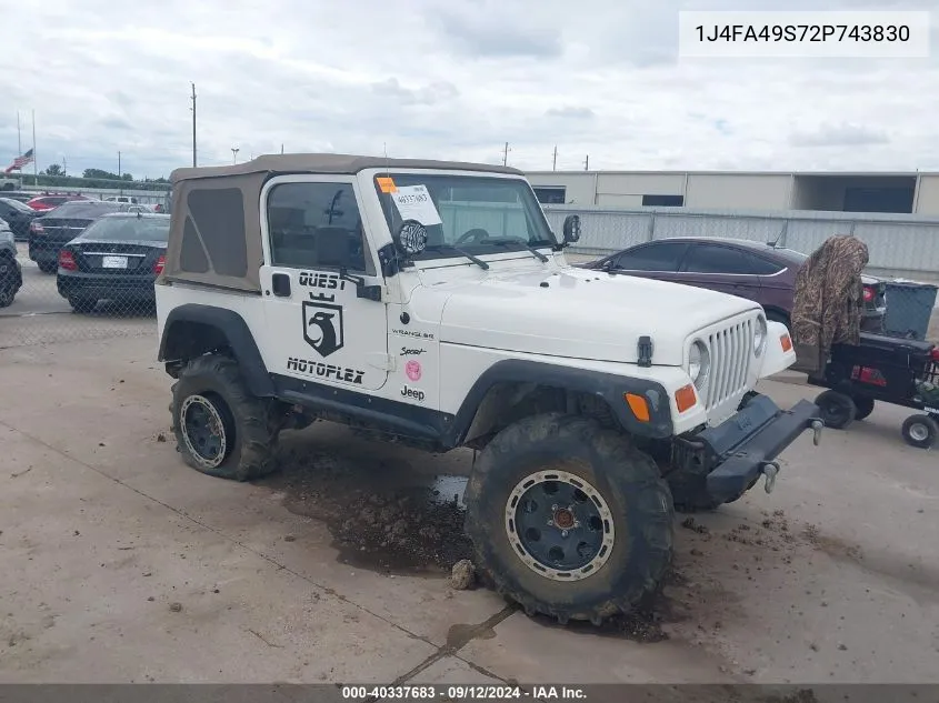 1J4FA49S72P743830 2002 Jeep Wrangler Sport