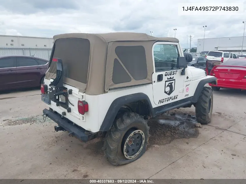 2002 Jeep Wrangler Sport VIN: 1J4FA49S72P743830 Lot: 40337683