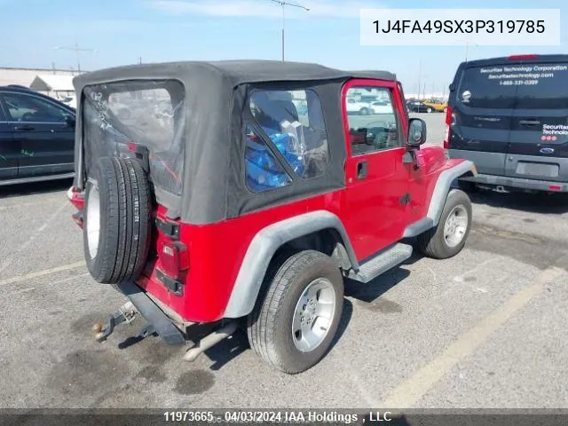 2003 Jeep Tj VIN: 1J4FA49SX3P319785 Lot: 11973665