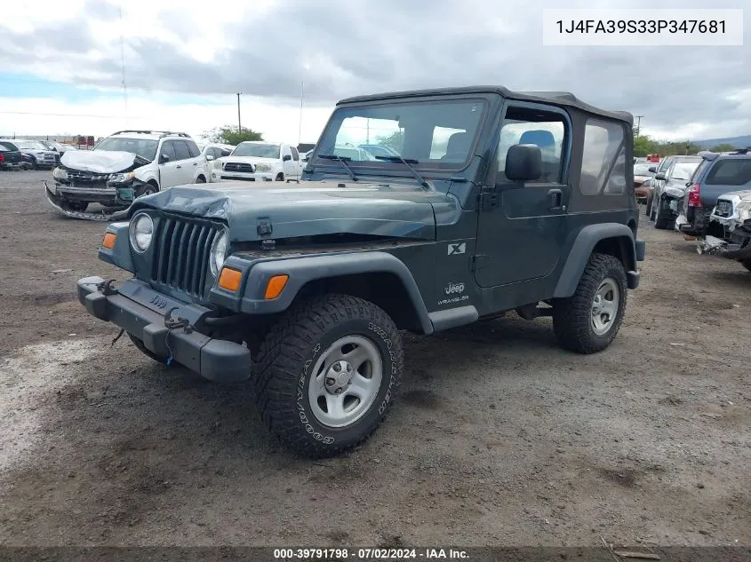 2003 Jeep Wrangler X VIN: 1J4FA39S33P347681 Lot: 39791798