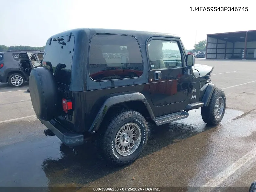 2003 Jeep Wrangler Sahara VIN: 1J4FA59S43P346745 Lot: 39946233