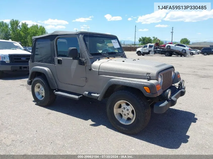 2003 Jeep Wrangler Sahara VIN: 1J4FA59S13P330485 Lot: 39983184