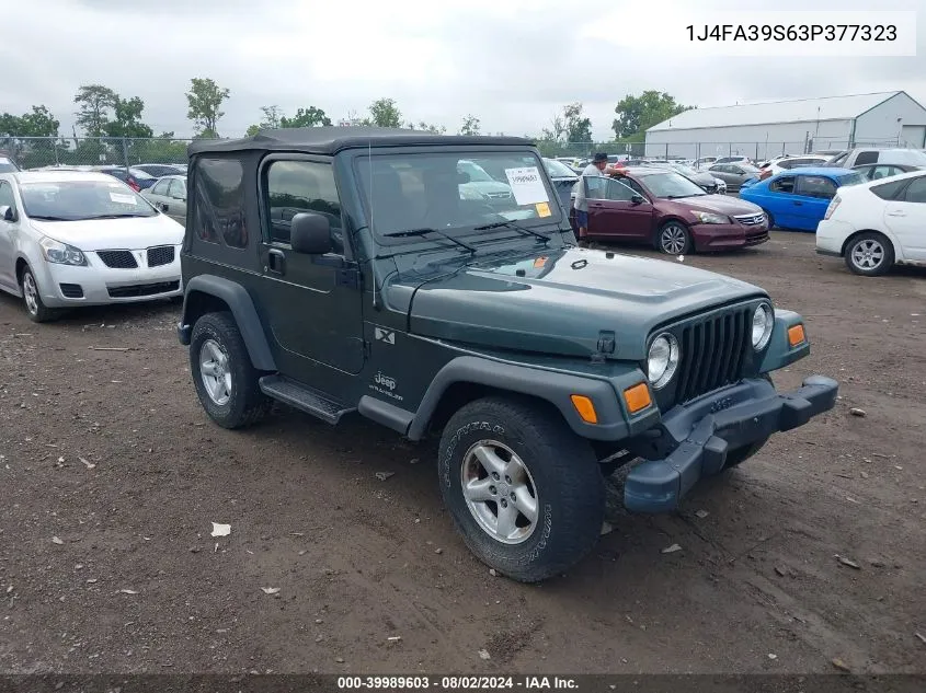 2003 Jeep Wrangler X VIN: 1J4FA39S63P377323 Lot: 40247028