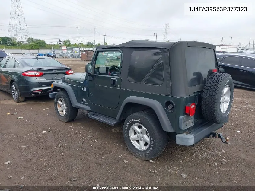 2003 Jeep Wrangler X VIN: 1J4FA39S63P377323 Lot: 40247028