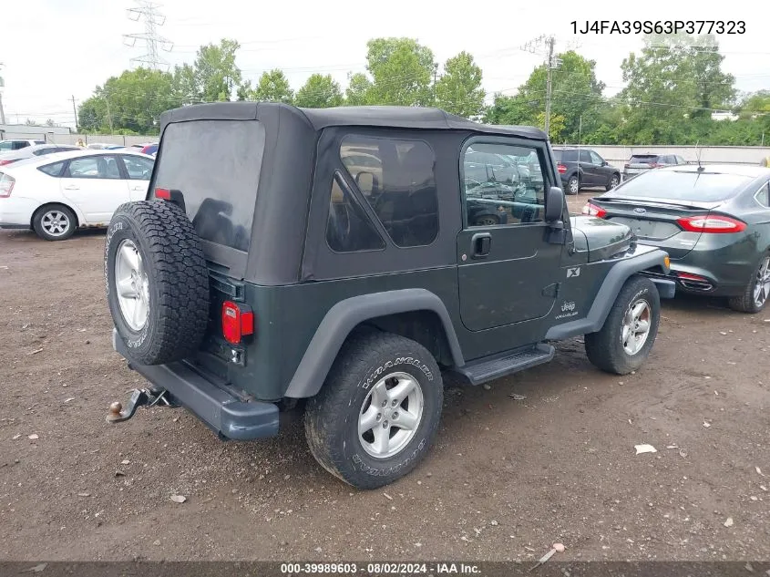 2003 Jeep Wrangler X VIN: 1J4FA39S63P377323 Lot: 40247028