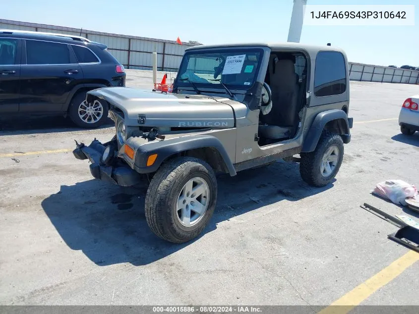 2003 Jeep Wrangler Rubicon VIN: 1J4FA69S43P310642 Lot: 40015886