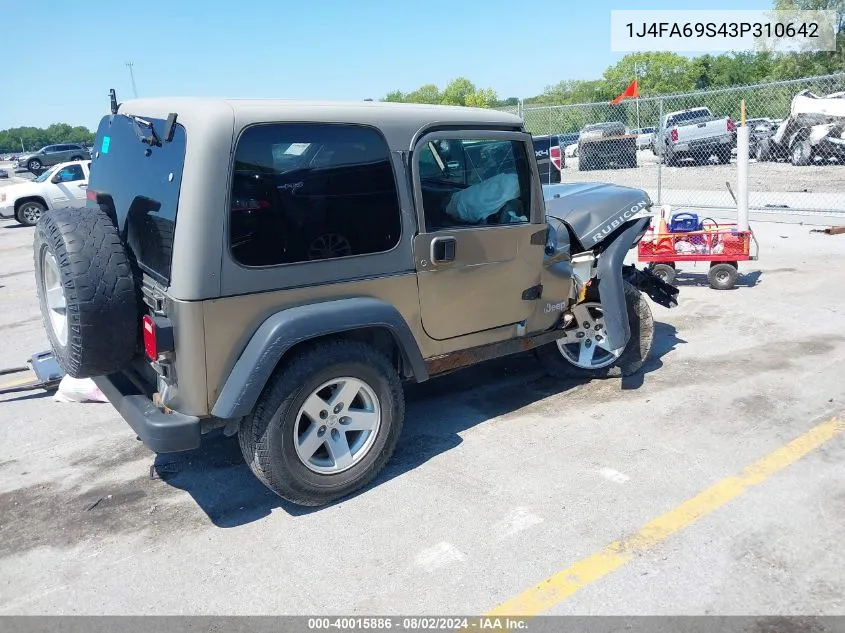 2003 Jeep Wrangler Rubicon VIN: 1J4FA69S43P310642 Lot: 40015886