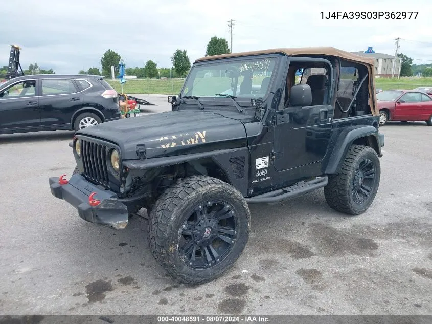 1J4FA39S03P362977 2003 Jeep Wrangler X