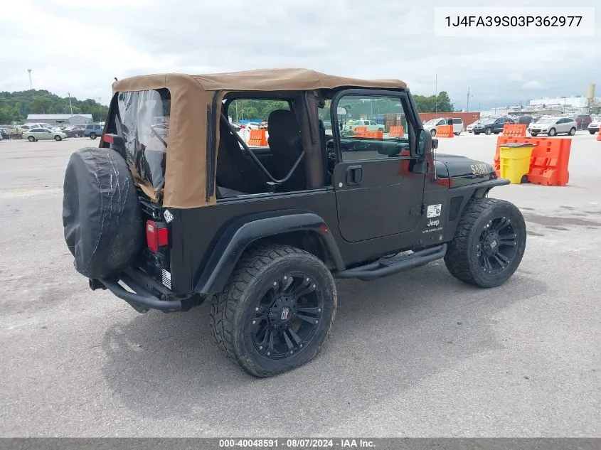 2003 Jeep Wrangler X VIN: 1J4FA39S03P362977 Lot: 40048591