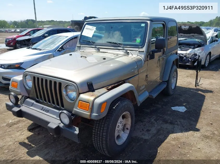 2003 Jeep Wrangler Sport VIN: 1J4FA49S53P320911 Lot: 40059537