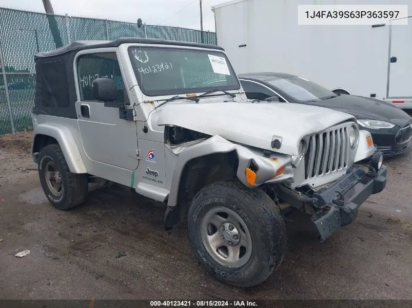 1J4FA39S63P363597 2003 Jeep Wrangler X