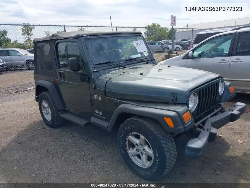 2003 Jeep Wrangler X VIN: 1J4FA39S63P377323 Lot: 40247028