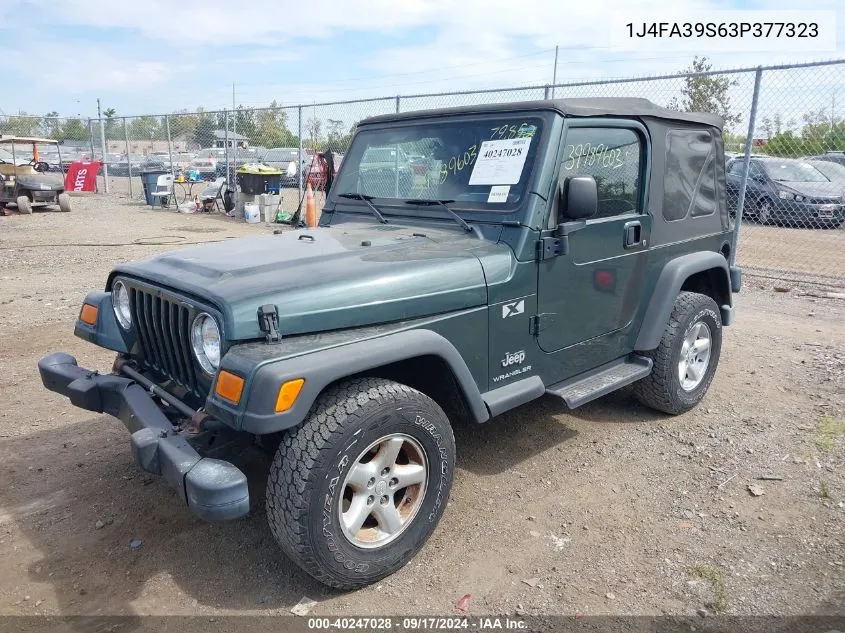 2003 Jeep Wrangler X VIN: 1J4FA39S63P377323 Lot: 40247028