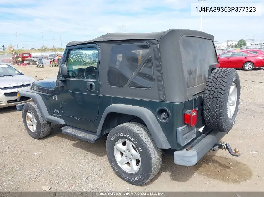 2003 Jeep Wrangler X VIN: 1J4FA39S63P377323 Lot: 40247028