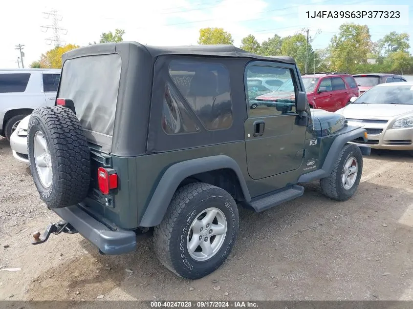 2003 Jeep Wrangler X VIN: 1J4FA39S63P377323 Lot: 40247028