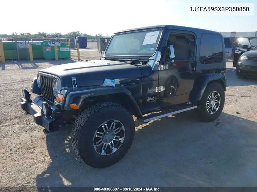 2003 Jeep Wrangler Sahara VIN: 1J4FA59SX3P350850 Lot: 40306897