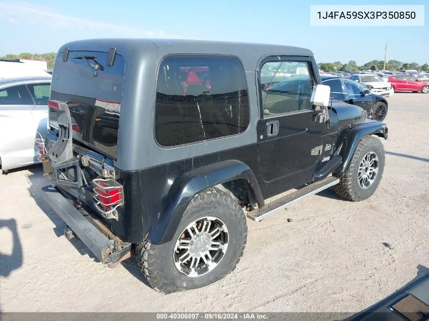 2003 Jeep Wrangler Sahara VIN: 1J4FA59SX3P350850 Lot: 40306897