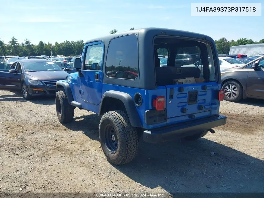 2003 Jeep Wrangler Commando/X VIN: 1J4FA39S73P317518 Lot: 40324930