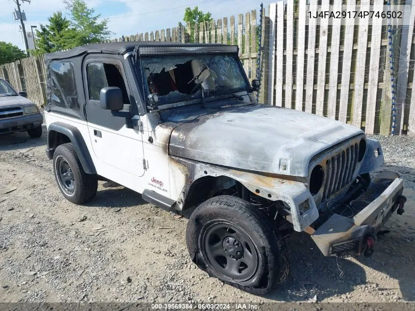 2004 Jeep Wrangler Se VIN: 1J4FA29174P746502 Lot: 39569384