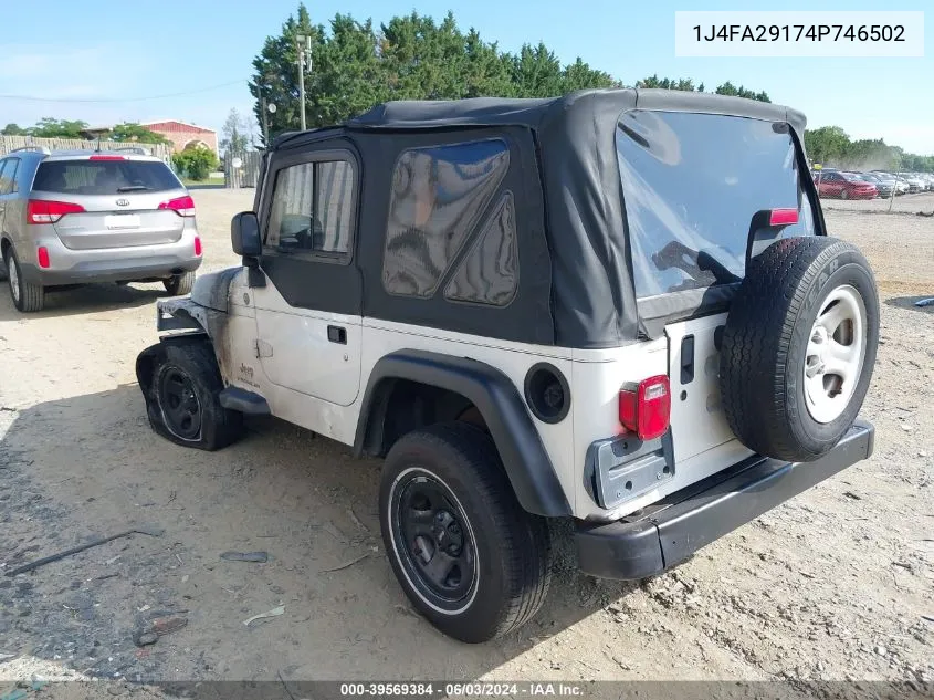 2004 Jeep Wrangler Se VIN: 1J4FA29174P746502 Lot: 39569384