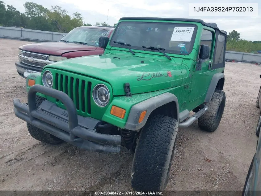 2004 Jeep Wrangler X VIN: 1J4FA39S24P752013 Lot: 39848472