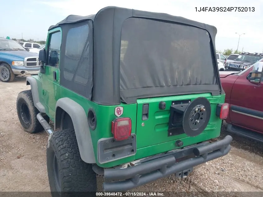 2004 Jeep Wrangler X VIN: 1J4FA39S24P752013 Lot: 39848472