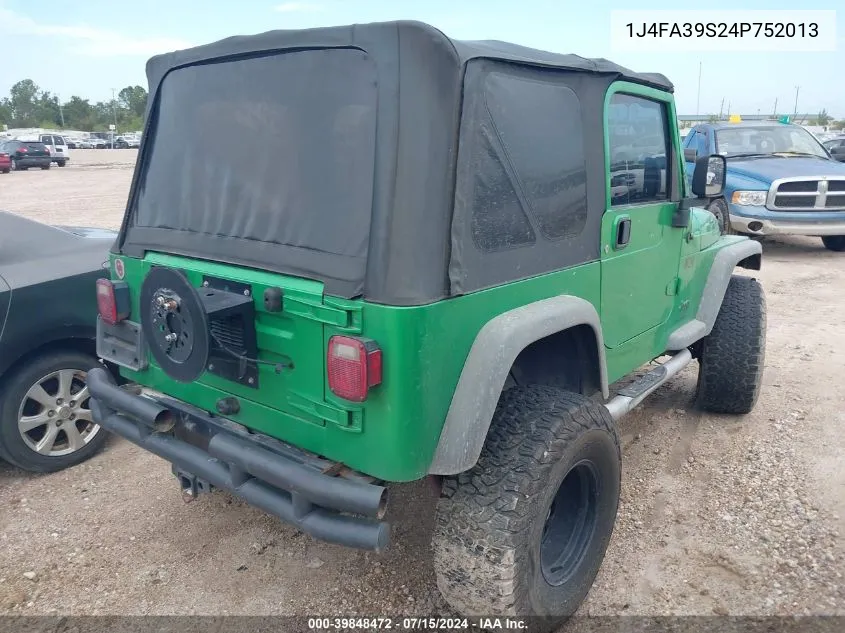 2004 Jeep Wrangler X VIN: 1J4FA39S24P752013 Lot: 39848472