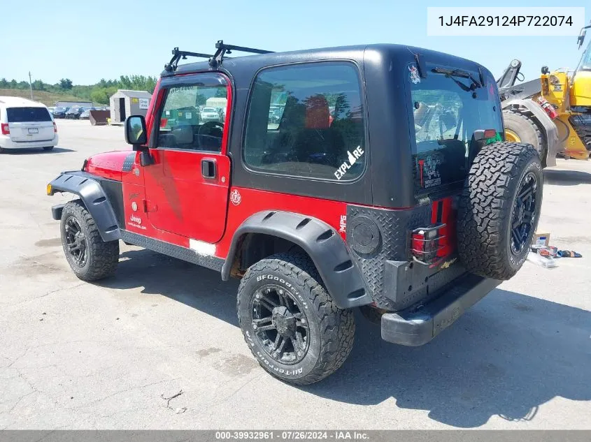 2004 Jeep Wrangler Se VIN: 1J4FA29124P722074 Lot: 39932961