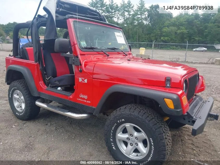 2004 Jeep Wrangler X VIN: 1J4FA39S84P789938 Lot: 40095082