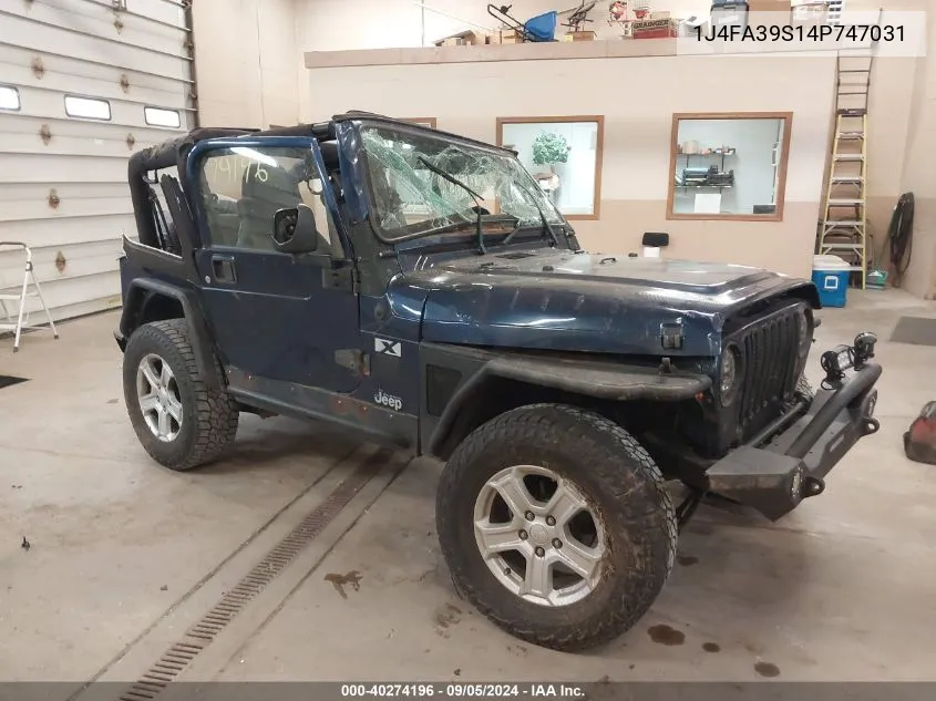 2004 Jeep Wrangler X VIN: 1J4FA39S14P747031 Lot: 40274196