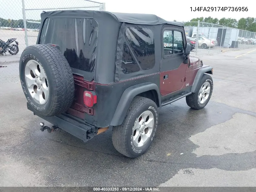 2004 Jeep Wrangler Se VIN: 1J4FA29174P736956 Lot: 40333253