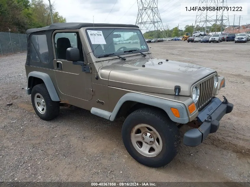 2004 Jeep Wrangler X VIN: 1J4FA39S84P791222 Lot: 40367858