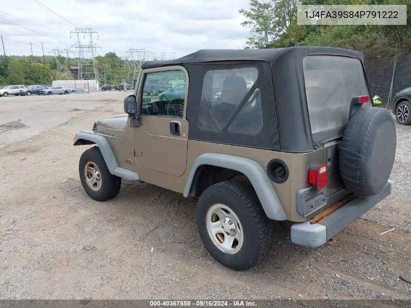 2004 Jeep Wrangler X VIN: 1J4FA39S84P791222 Lot: 40367858