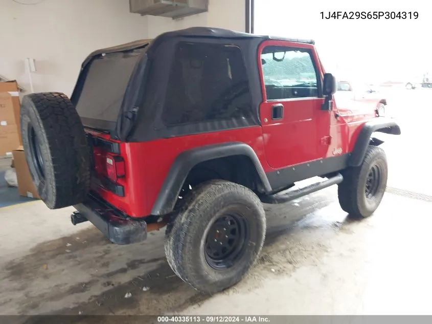 2005 Jeep Wrangler Se VIN: 1J4FA29S65P304319 Lot: 40335113