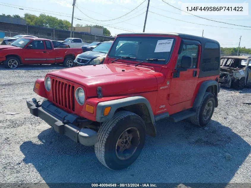 2006 Jeep Wrangler Sport Rhd VIN: 1J4F449S86P741422 Lot: 40094549