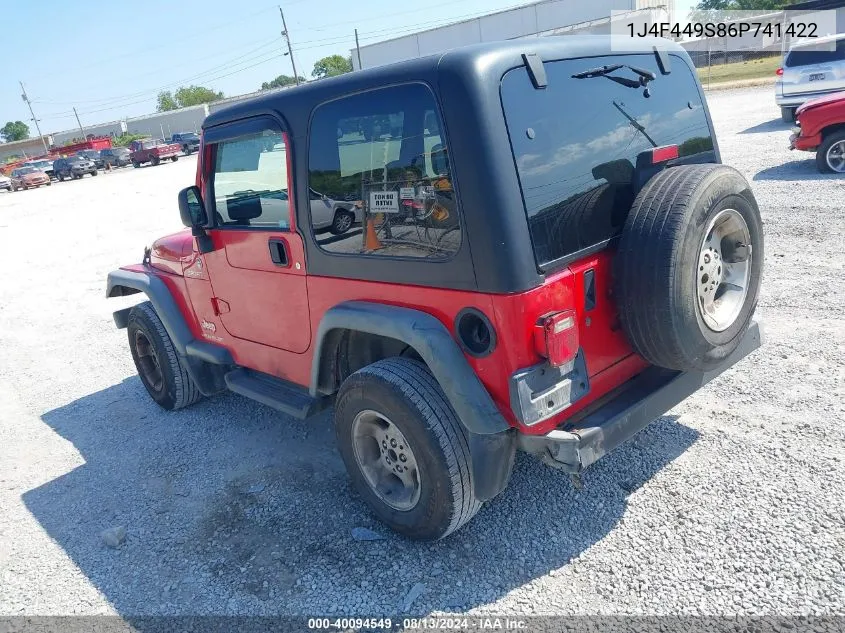 1J4F449S86P741422 2006 Jeep Wrangler Sport Rhd