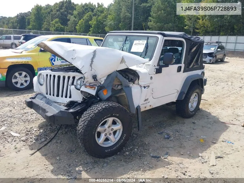 2006 Jeep Wrangler X VIN: 1J4FA39S06P728893 Lot: 40255214