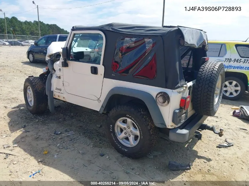 2006 Jeep Wrangler X VIN: 1J4FA39S06P728893 Lot: 40255214