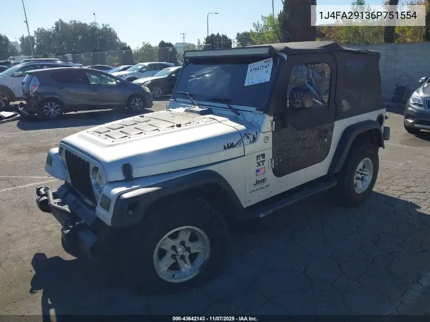 1J4FA29136P751554 2006 Jeep Wrangler Se