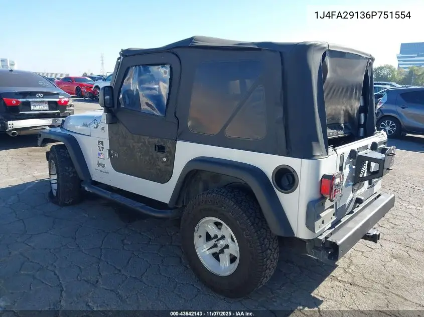 1J4FA29136P751554 2006 Jeep Wrangler Se