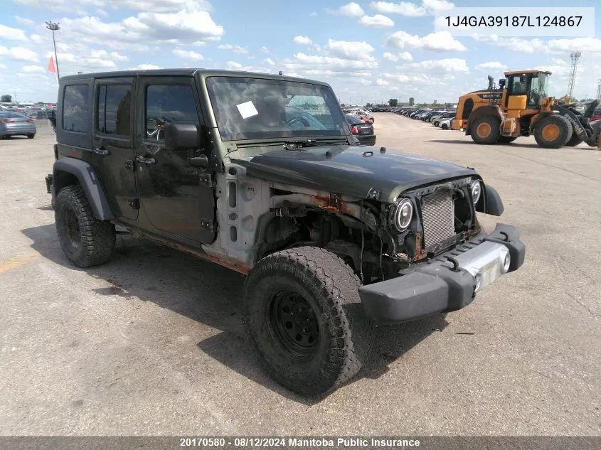 2007 Jeep Wrangler Unlimited X VIN: 1J4GA39187L124867 Lot: 20170580