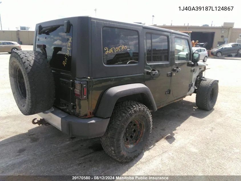 1J4GA39187L124867 2007 Jeep Wrangler Unlimited X