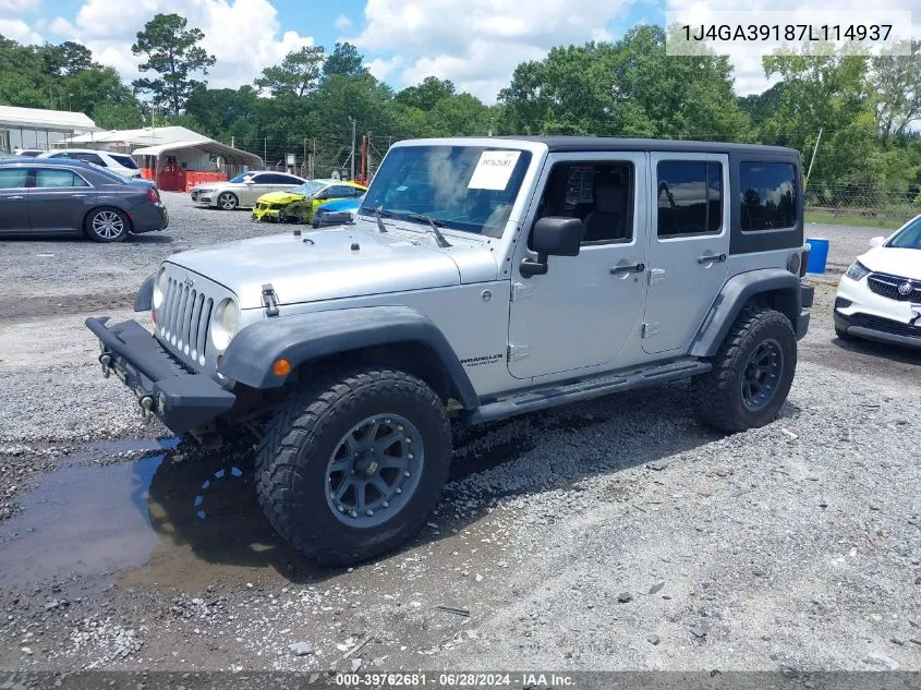 1J4GA39187L114937 2007 Jeep Wrangler Unlimited X