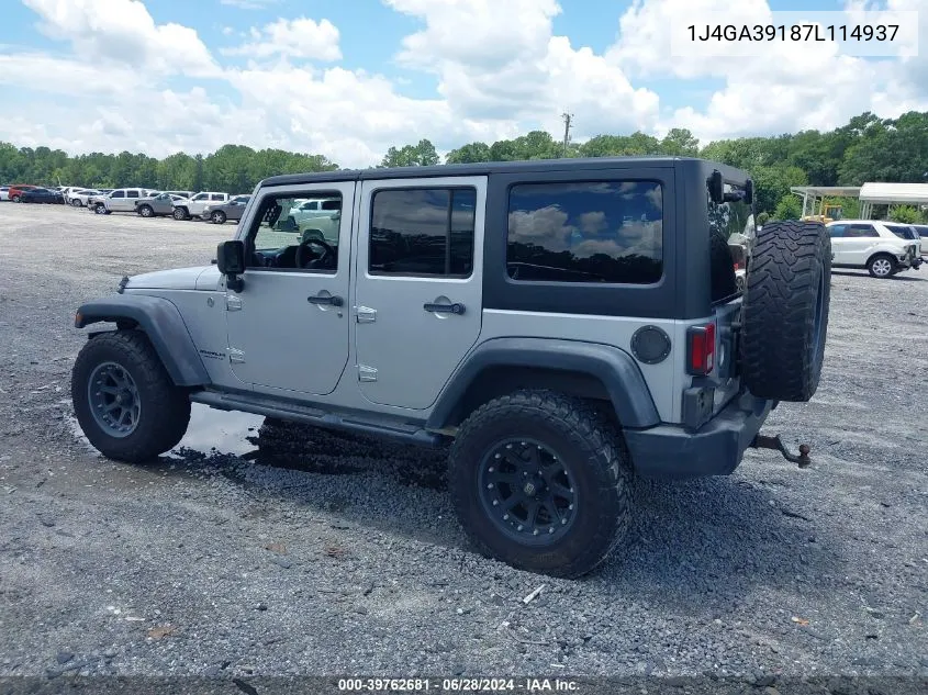 1J4GA39187L114937 2007 Jeep Wrangler Unlimited X