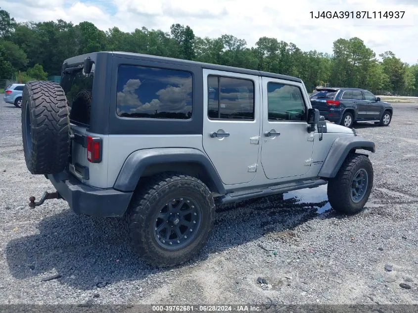 1J4GA39187L114937 2007 Jeep Wrangler Unlimited X