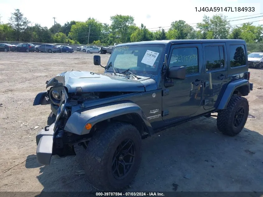 1J4GA59147L184933 2007 Jeep Wrangler Unlimited Sahara