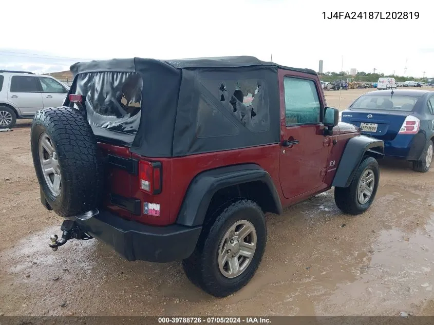 2007 Jeep Wrangler X VIN: 1J4FA24187L202819 Lot: 39788726