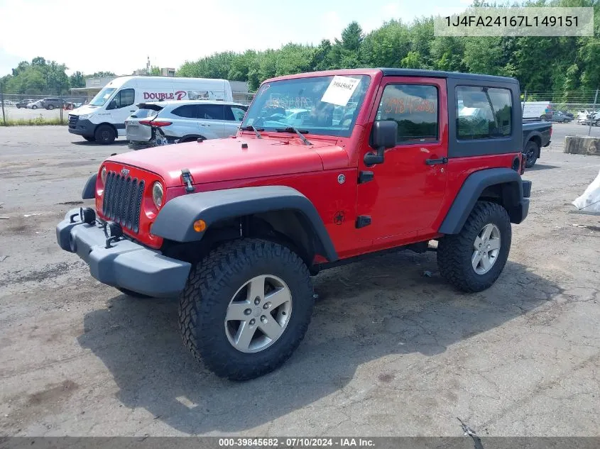 1J4FA24167L149151 2007 Jeep Wrangler X